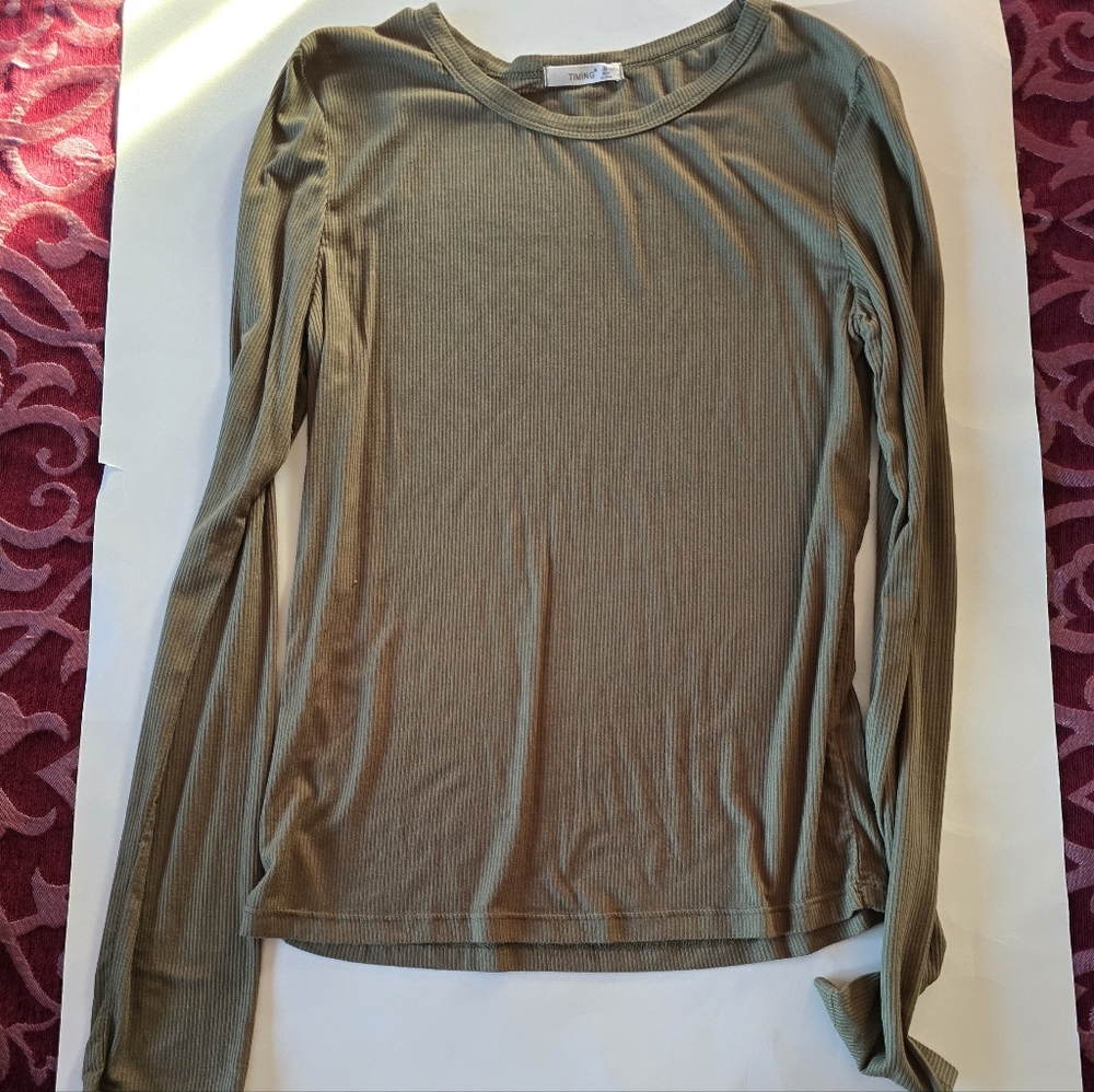 Olive Green Long Sleeve Top